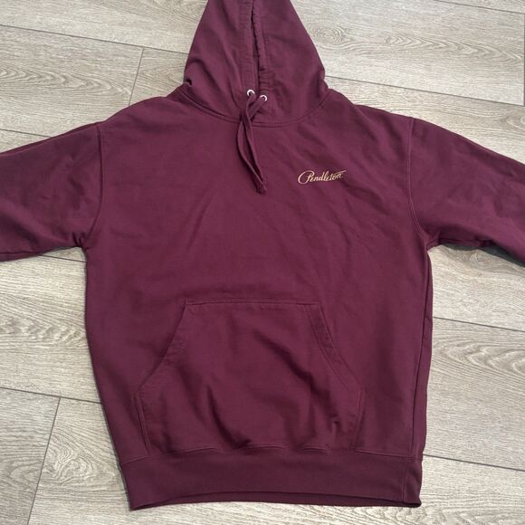 Pendleton Hoodie Mens XL Maroon Graphic Buffalo Print Sweater Southwest - Picture 2 of 7